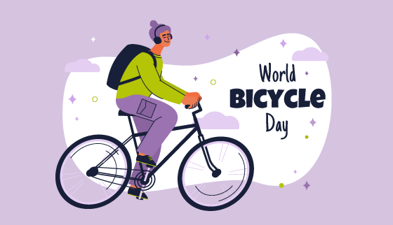 骑自行车的男子设计世界自行车日插画矢量素材(AI/EPS)