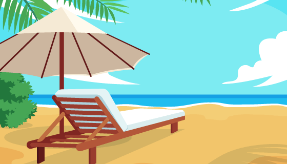 海滩上的躺椅设计夏季插画矢量素材(AI/EPS)