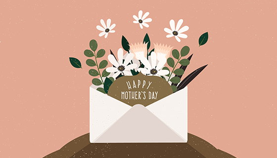 信封装满鲜花的母亲节背景矢量素材(EPS/AI)
