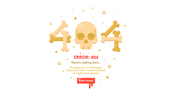 骷髅头设计404错误页面矢量素材(EPS/AI)