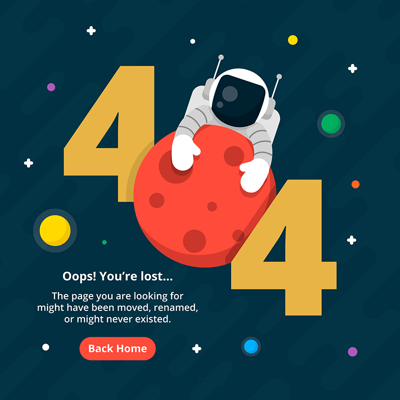 宇航员设计404错误页面矢量素材(EPS/AI)