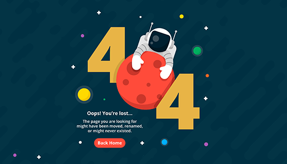 宇航员设计404错误页面矢量素材(EPS/AI)