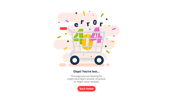 购物车设计404错误页面矢量素材(EPS/AI)