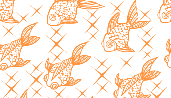 橙色金鱼图案无缝背景矢量素材(EPS)