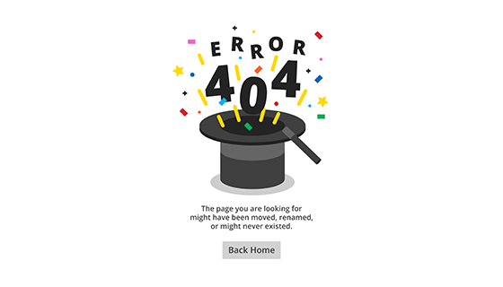 魔术帽设计404错误页面矢量素材(EPS/AI)