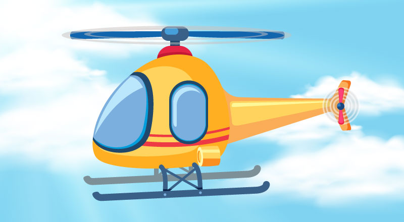 蓝天中可爱的直升飞机矢量素材(EPS)