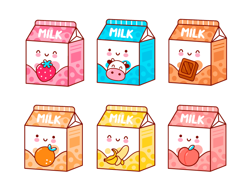 卡通可爱的盒装牛奶矢量素材(EPS/免扣PNG)