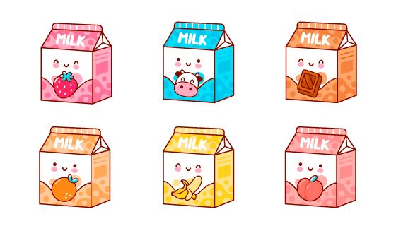 卡通可爱的盒装牛奶矢量素材(EPS/PNG)