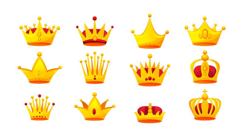 十二个金色的皇冠矢量素材(EPS/免扣PNG)