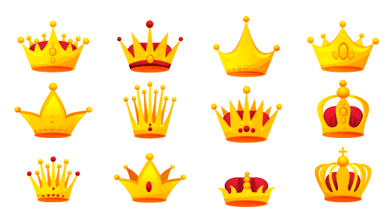 十二个金色的皇冠矢量素材(EPS/PNG)