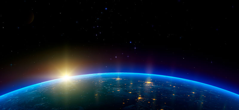太空拍摄的地球日出景色矢量素材(EPS)