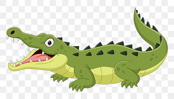 卡通风格张开嘴巴的鳄鱼免抠PNG