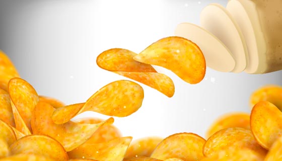 逼真的土豆变成薯片广告设计矢量素材(EPS)