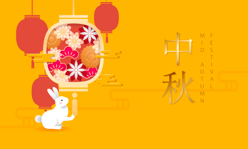兔子和花灯设计中秋节背景矢量素材(EPS)