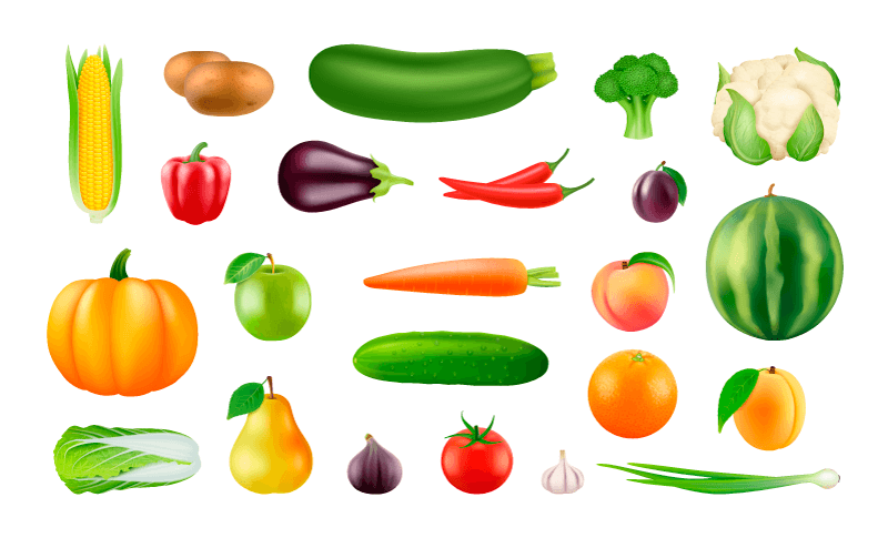 各种各样的有机健康蔬菜水果矢量素材(EPS)