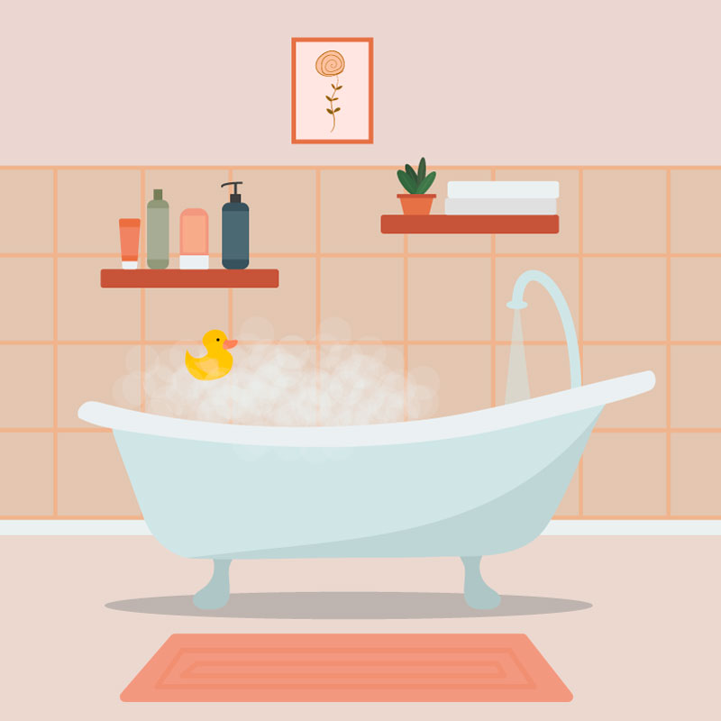 泡沫浴缸设计现代简约浴室矢量素材(EPS)