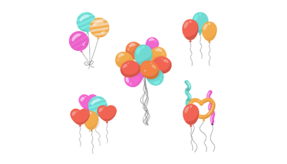 可爱多彩的装饰气球矢量素材(EPS/AI)