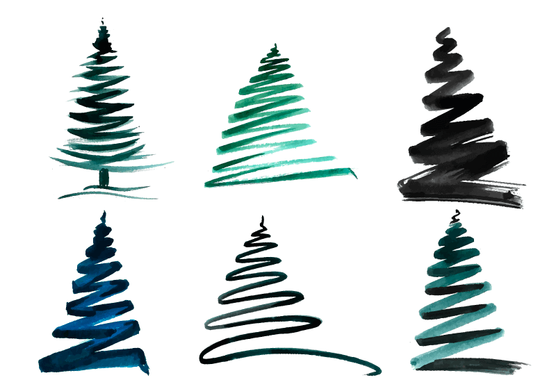 抽象手绘草图圣诞树矢量素材(EPS)