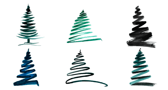 抽象手绘草图圣诞树矢量素材(EPS)