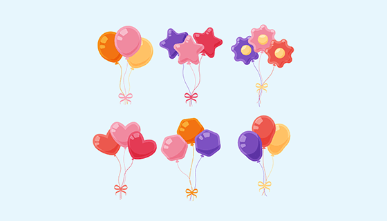 可爱多彩的装饰气球矢量素材(EPS/AI)