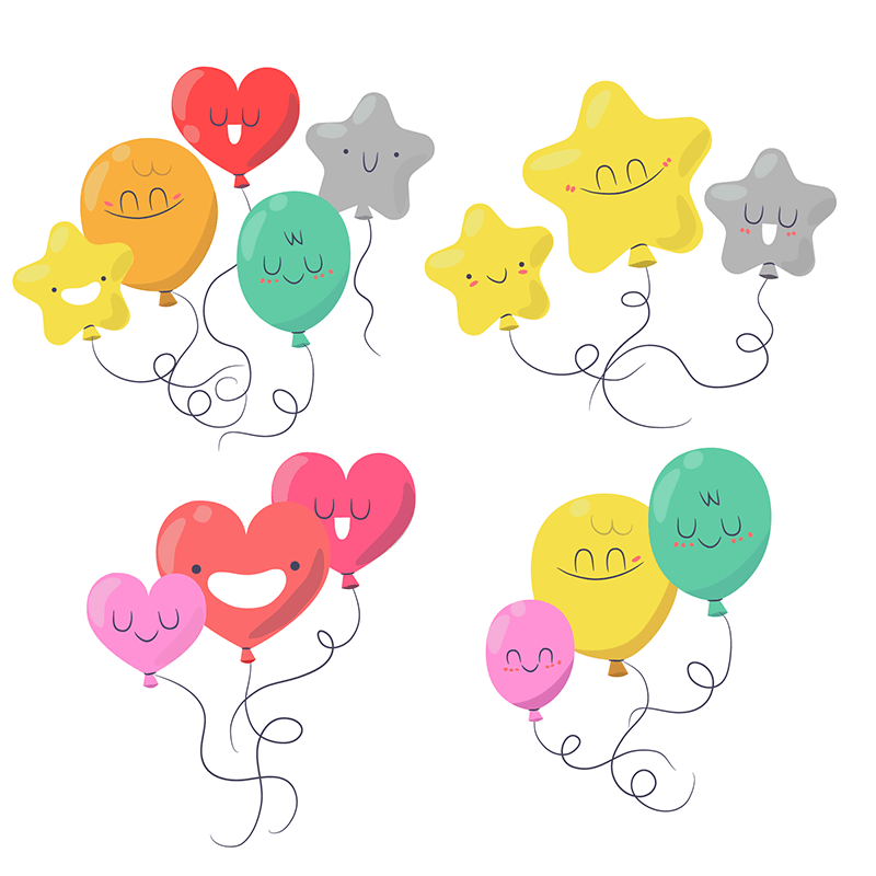 可爱多彩的装饰气球矢量素材(EPS/AI/免扣PNG)
