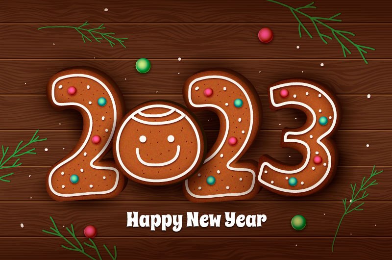 姜饼人设计2023新年快乐背景矢量素材(AI/EPS)
