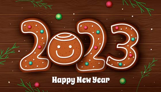 姜饼人设计2023新年快乐背景矢量素材(AI/EPS)