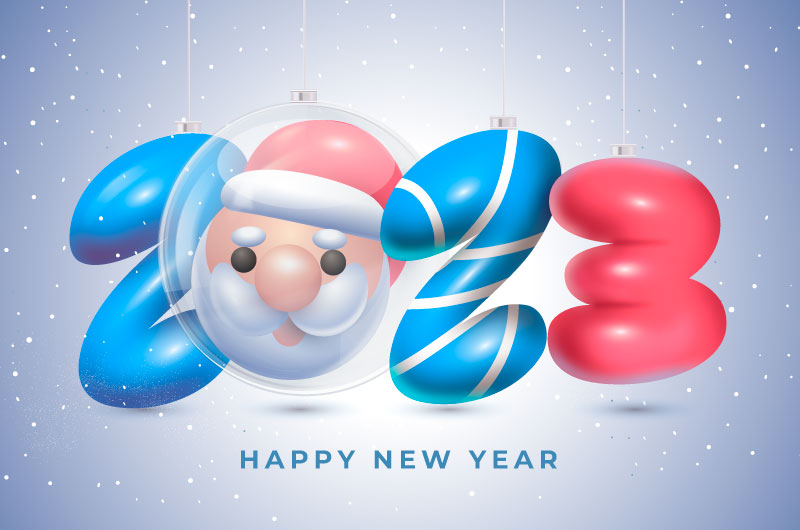 圣诞老人头像设计2023新年快乐背景矢量素材(AI/EPS)