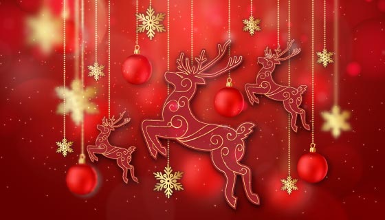 驯鹿吊坠设计圣诞节背景矢量素材(AI/EPS)