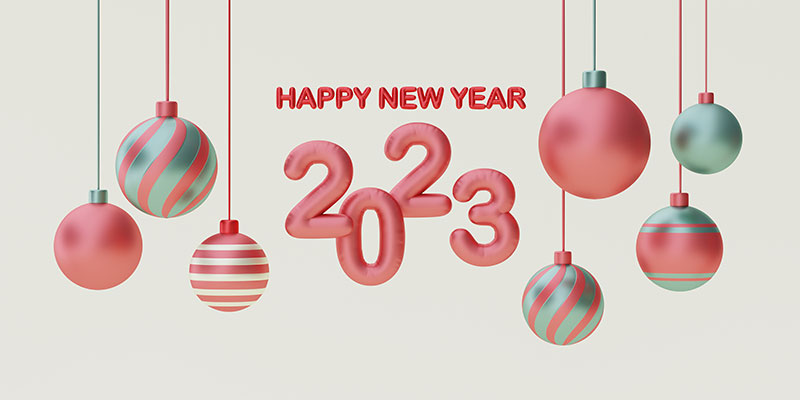 圣诞球吊坠设计2023新年快乐背景(JPG)