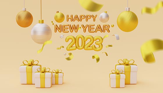 圣诞球和礼物设计2023新年快乐背景(JPG)