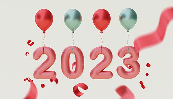 气球吊着数字设计2023新年快乐背景(JPG)