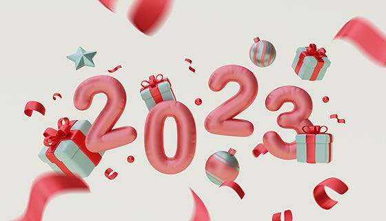 礼物和数字设计2023新年快乐背景(JPG)