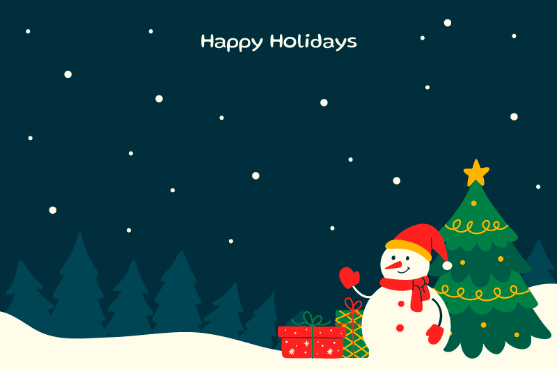 雪地里的圣诞树和雪人设计圣诞节背景矢量素材(AI/EPS)
