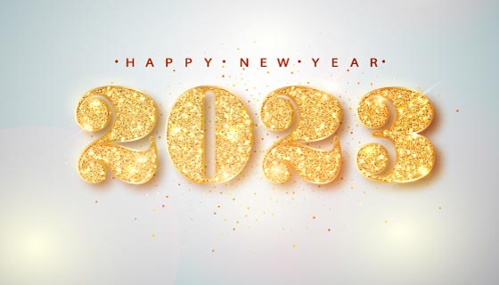 金色数字设计2023新年快乐矢量素材(EPS)