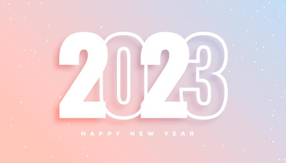 雪花中的白色数字设计2023新年快乐背景矢量素材(EPS)