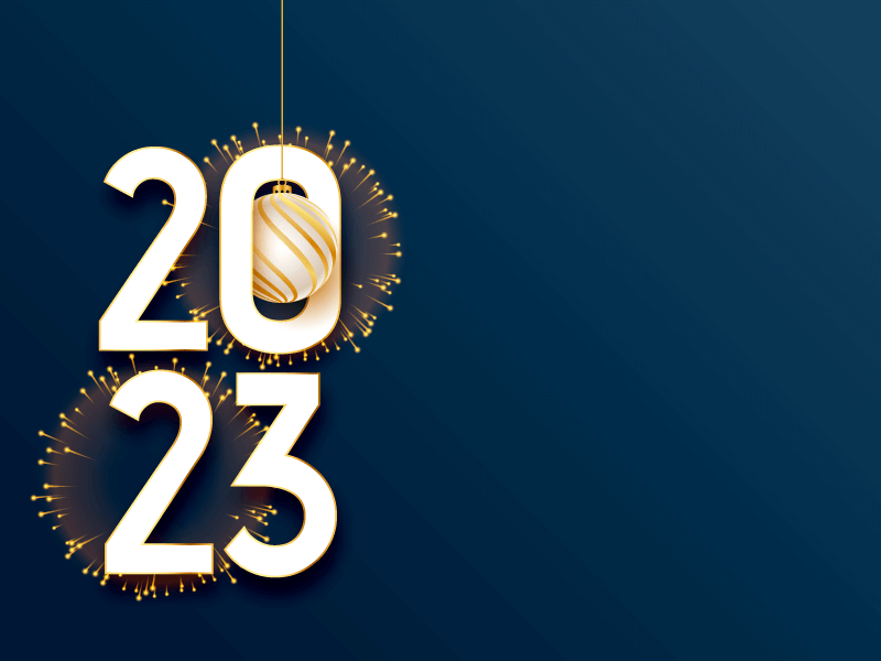 圣诞球和金色烟花点缀设计2023新年快乐背景矢量素材(EPS)