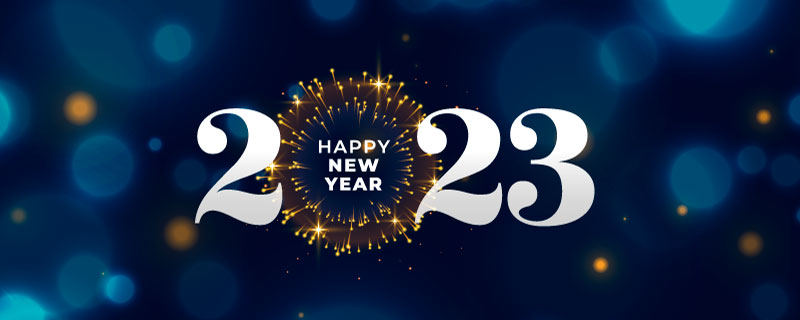 灿烂烟花设计蓝色2023新年快乐背景矢量素材(EPS)