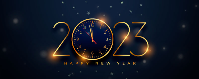 逼真的时钟设计2023新年跨年背景矢量素材(EPS)