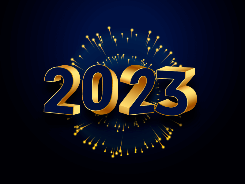 金色3D立体数字设计2023新年快乐背景矢量素材(EPS)