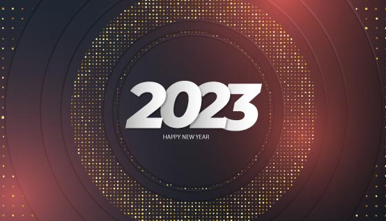 创意圆环设计2023新年快乐背景矢量素材(EPS)
