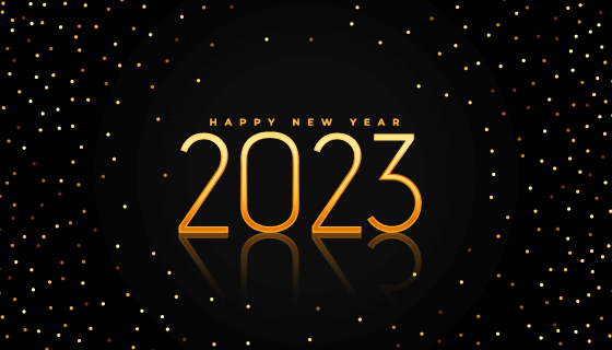 金色点阵设计2023新年快乐背景矢量素材(EPS)
